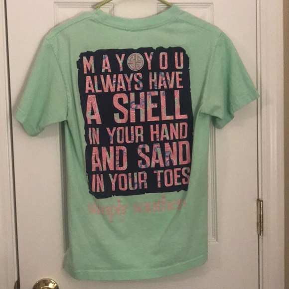 Simply Southern | Tops | Simply Southern Light Green Beach Shirt | Poshmark